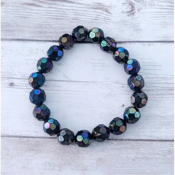 Vintage Stretch Bracelet Dark Multi Colored - Fair Condition - Picture 1 of 8